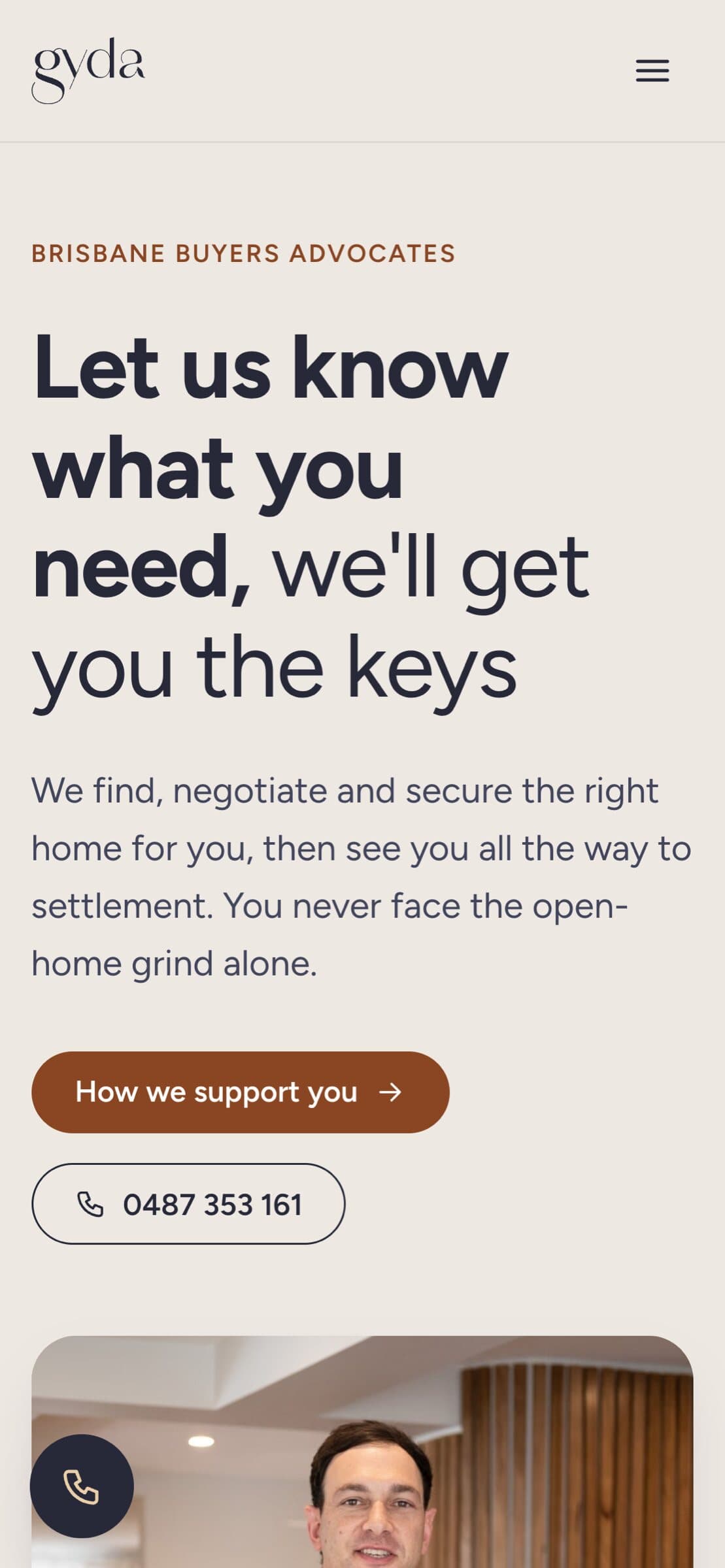 The gyda home page on a phone